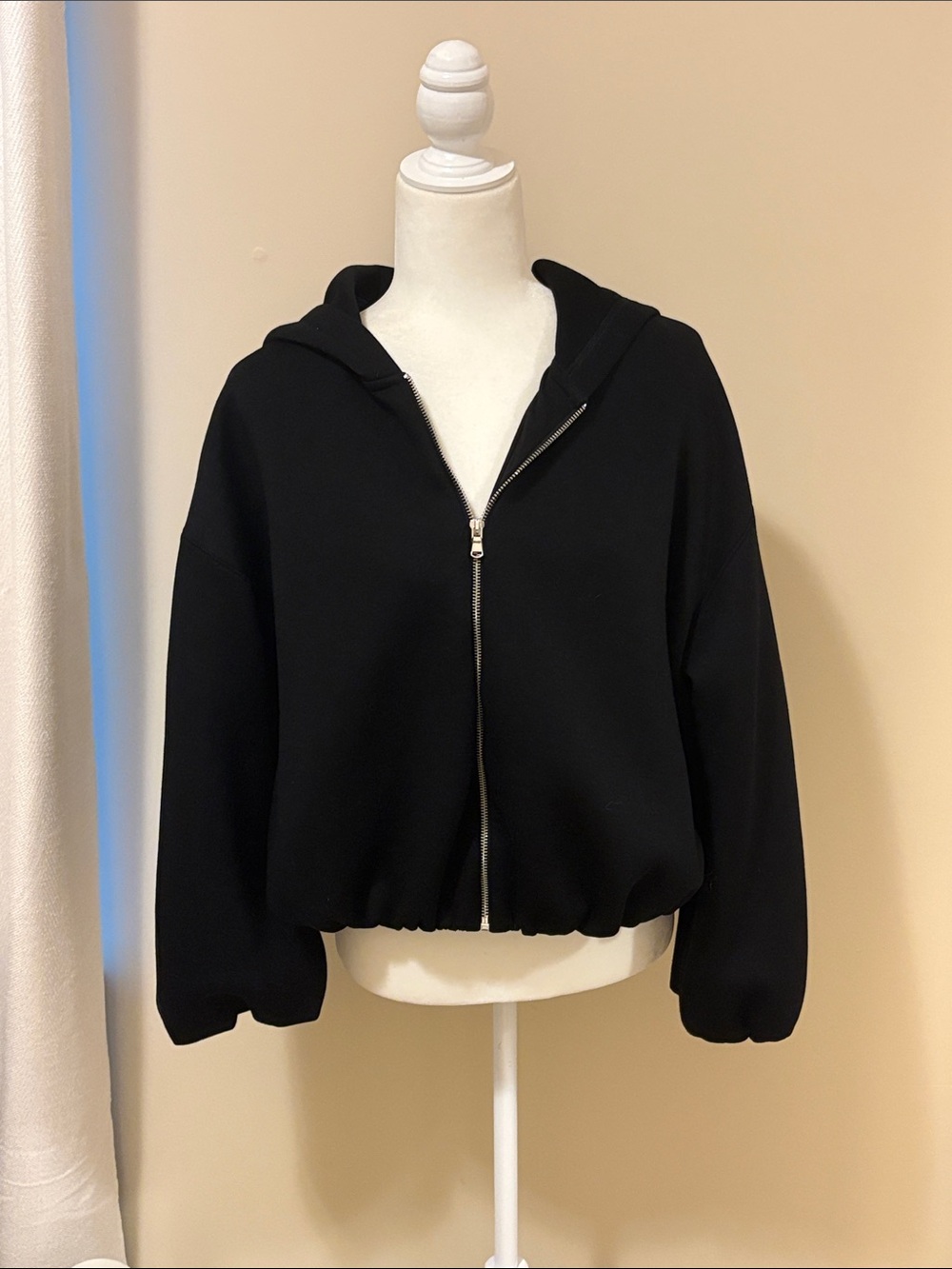 Old Navy Active Black Hooded Zip Bomber Jacket- Like New
